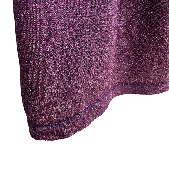 Calvin Klein Petites Womens Deep V Neck Purple Metallic Knit Wrap Blouse Top P/S - Picture 6 of 8